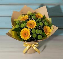 Букет цветов из:  Герберы и Хризантемы в Пласте
