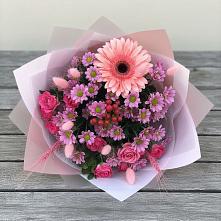 Букет цветов из:  Розы, Герберы и Хризантемы #REPLACE_PRED# Пласте