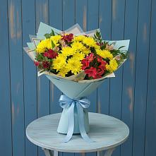 Букет цветов из:  Альстромерии и Хризантемы #REPLACE_PRED# Пласте